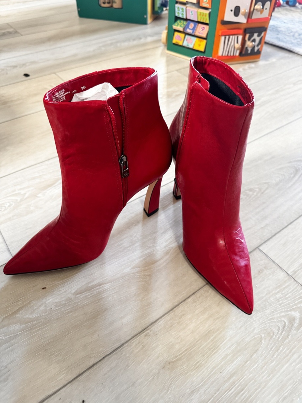 Red ANTONIO MELANI Pointed-Toe Leather Ankle Boots - Women's Heels
